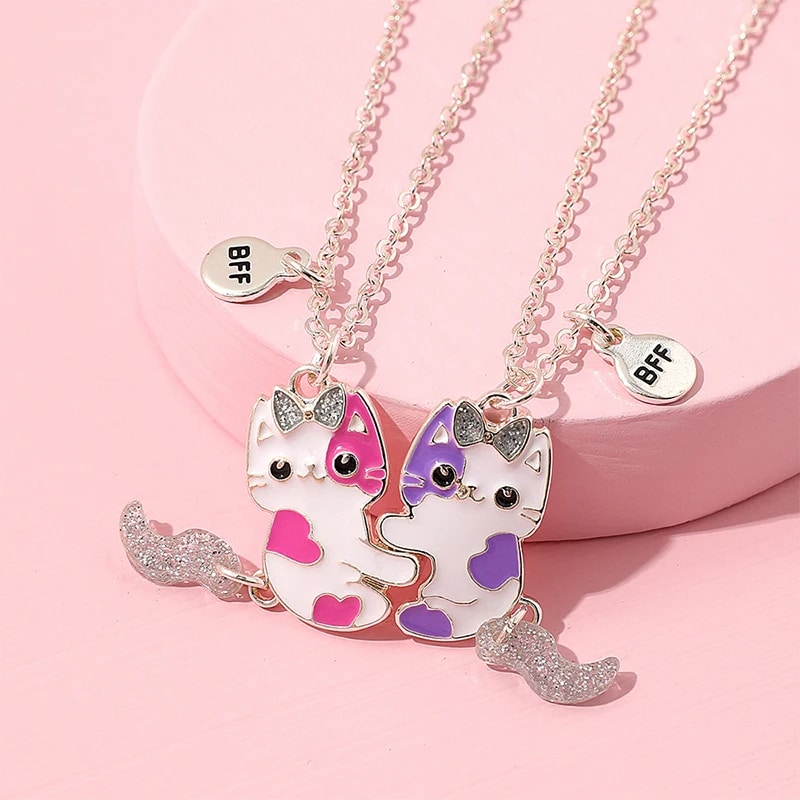 Collier d'Amitié avec Chats et Strass