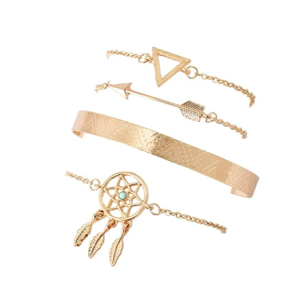 Ensemble de 4 Bracelets Attrape Rêve de Style Vintage
