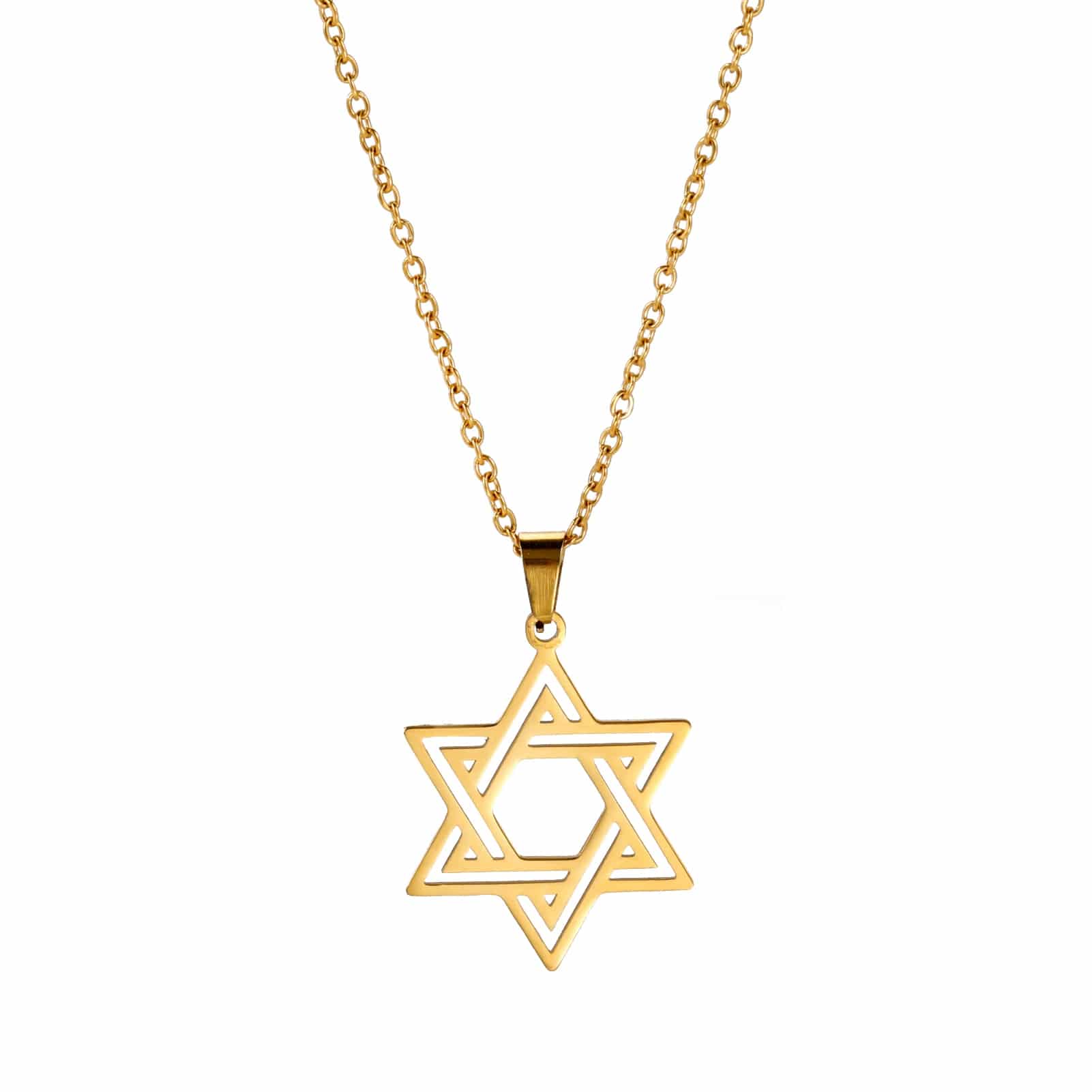 Étoile de David Dorée en Pendentif avec Chaine