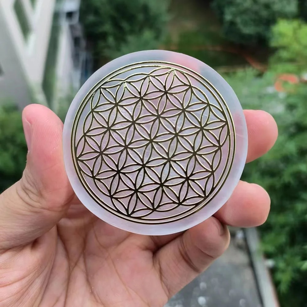 Fleur de Vie Recharge Pierre Ronde en Sélénite