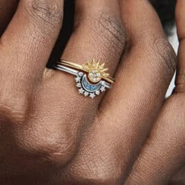 Lot de Deux Bagues Amitié Soleil et Lune