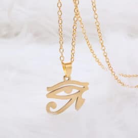 Œil d'Horus Pendentif avec Chaine en Acier Inoxydable