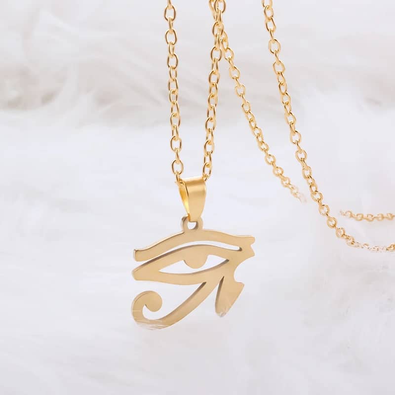 Œil d'Horus Pendentif avec Chaine en Acier Inoxydable