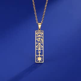 Pendentif Egyptien Doré avec Collier en Acier Inoxydable