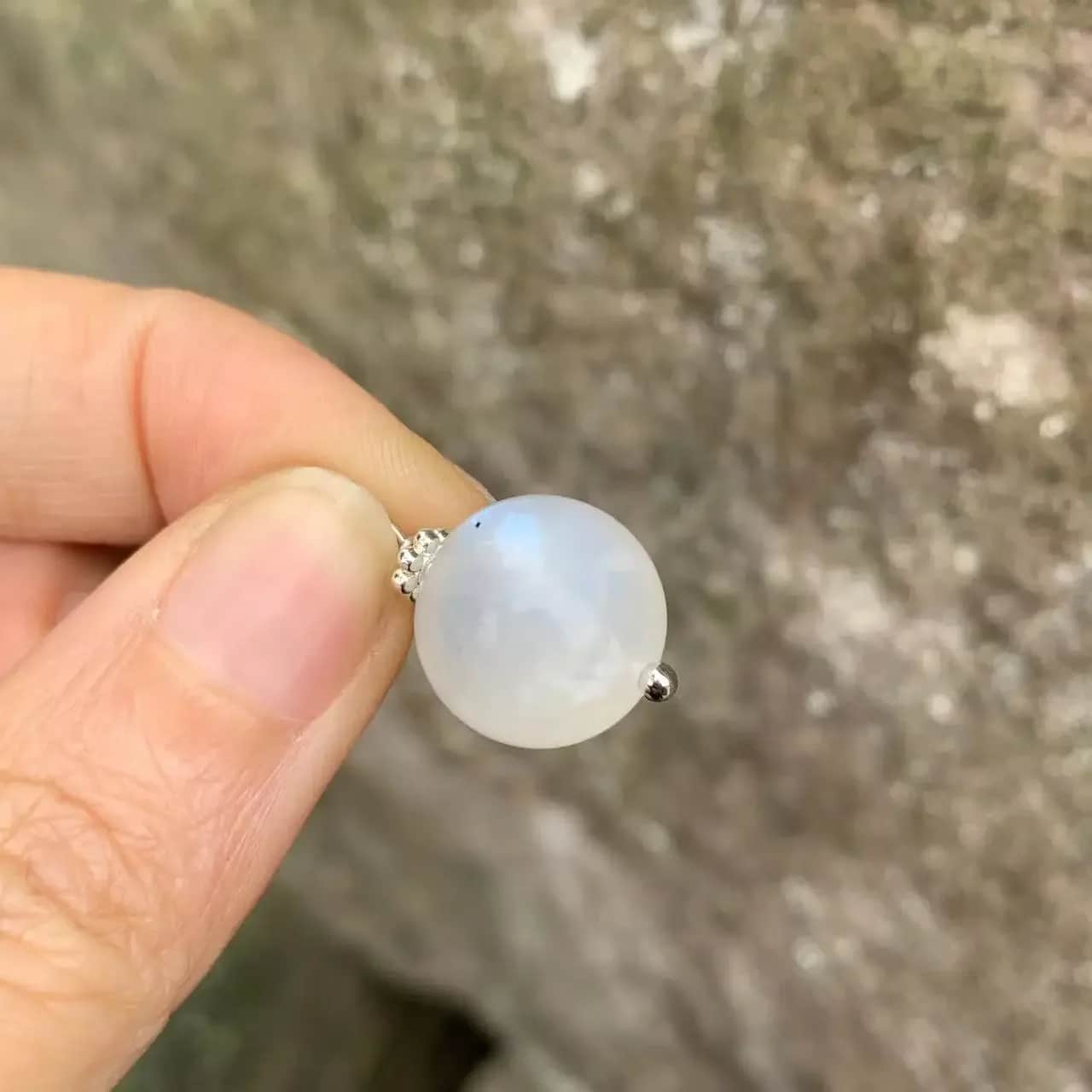 Pendentif Pierre de Lune avec Chaine en Acier Inoxydable