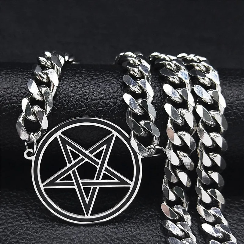 Pentagramme de Style Collier Court en Acier Inoxydable
