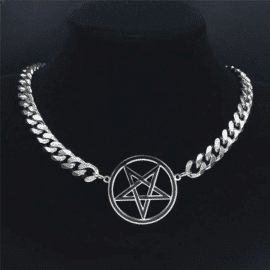 Pentagramme de Style Collier Court en Acier Inoxydable
