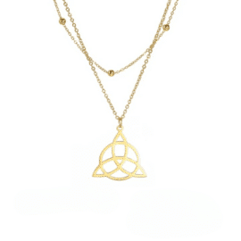 Triquetra Doré avec Collier en Acier Inoxydable