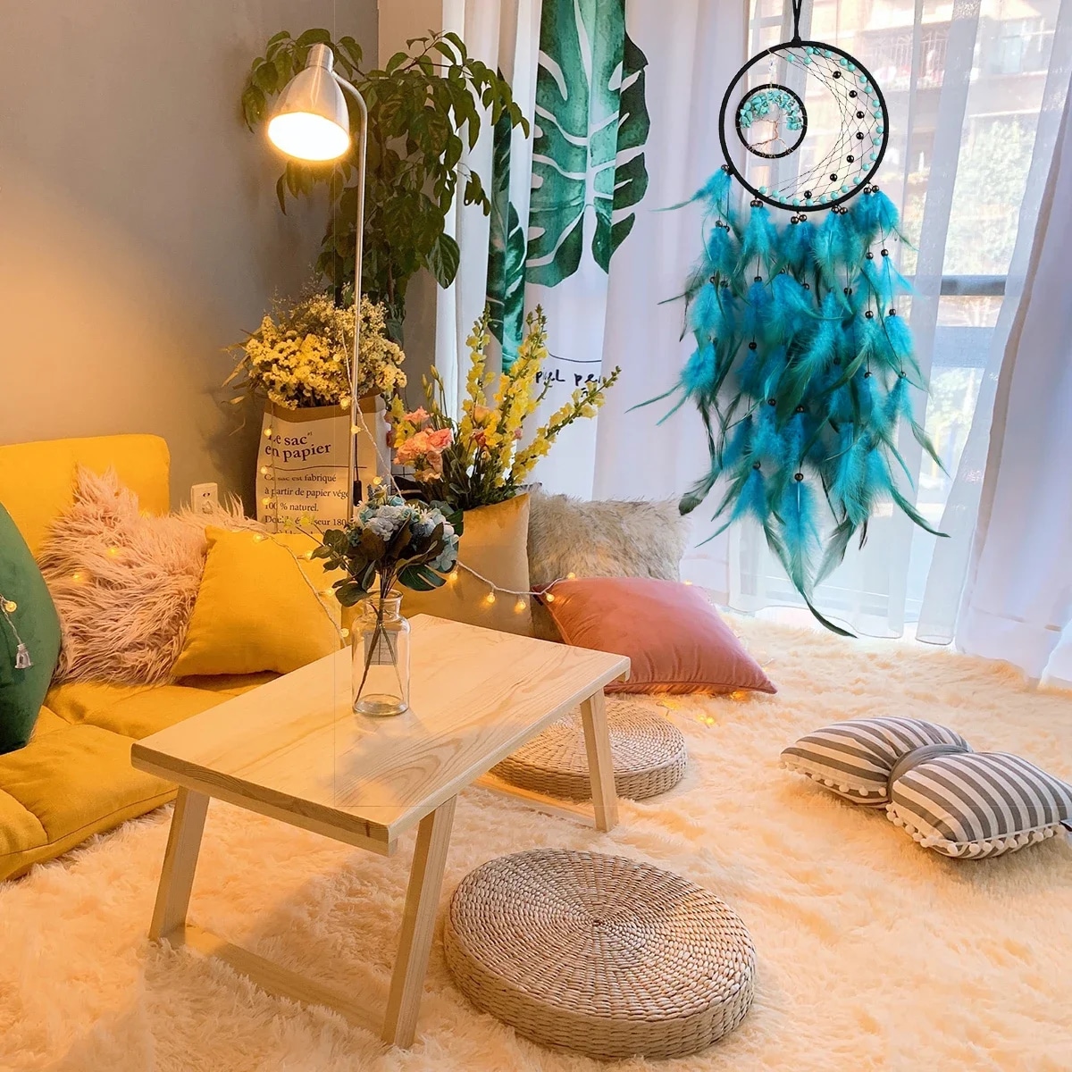 Attrape Rêve Arbre de Vie Décoratif avec Plumes