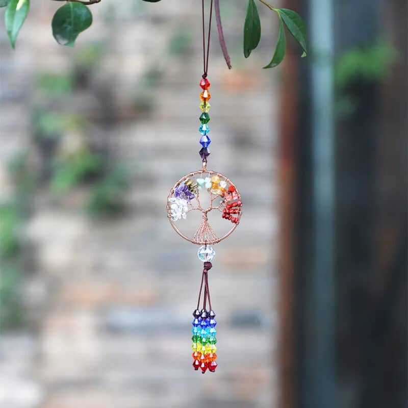 Attrape Rêve Arbre de Vie de Style Bohème sur fond flouté