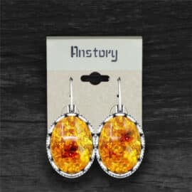 Boucles d'Oreilles Effet Ambre en Résine