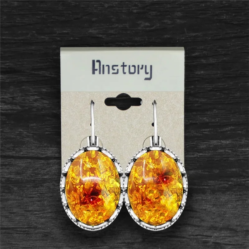 Boucles d'Oreilles Effet Ambre en Résine
