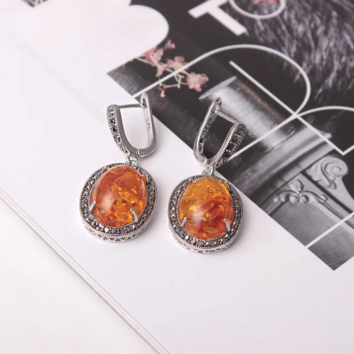 Boucles d'Oreilles Effet Ambre de Style Rétro