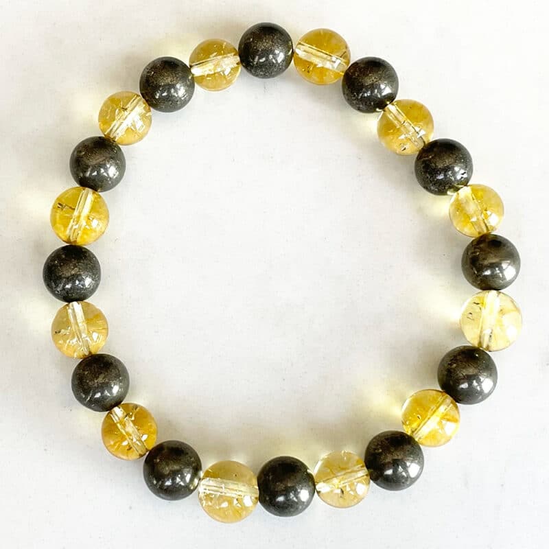 Bracelet Citrine avec Perles de Pyrite