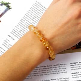Bracelet Citrine avec Perles Rondes
