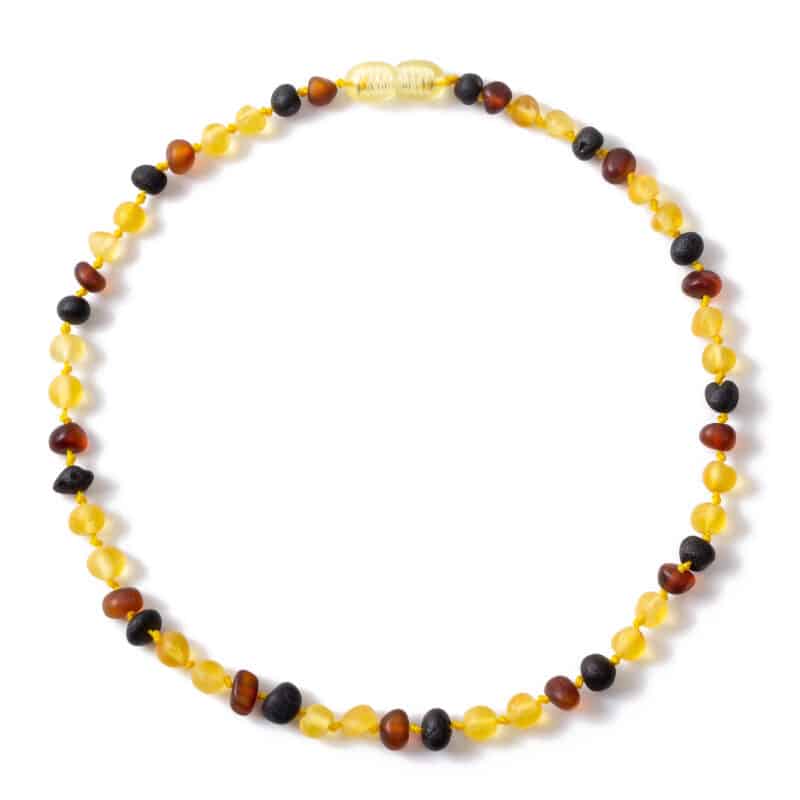 Collier Ambre Multicolore pour Bébé avec Corde