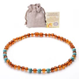 Collier Ambre avec Perles de Turquoise