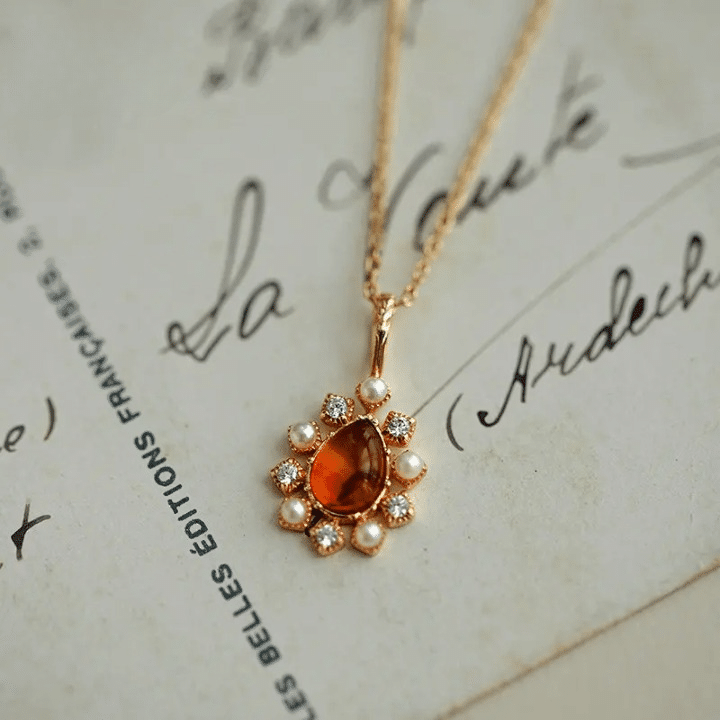 Collier Ambre Raffiné en Argent Sterling