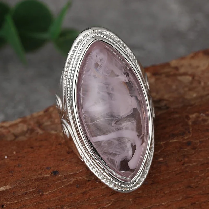 Bague Quartz Rose de Style Vintage