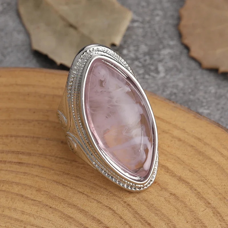 Bague Quartz Rose de Style Vintage