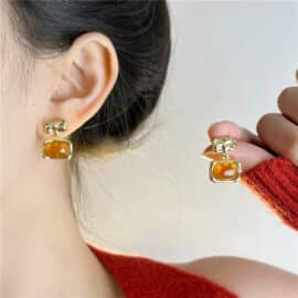 Boucles d'Oreilles Ambre Luxueuses de Style Vintage