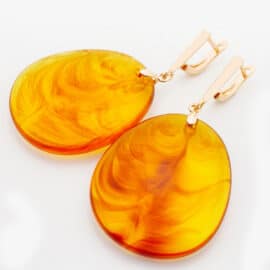 Boucles d'Oreilles Ambre Plates et Luxueuses