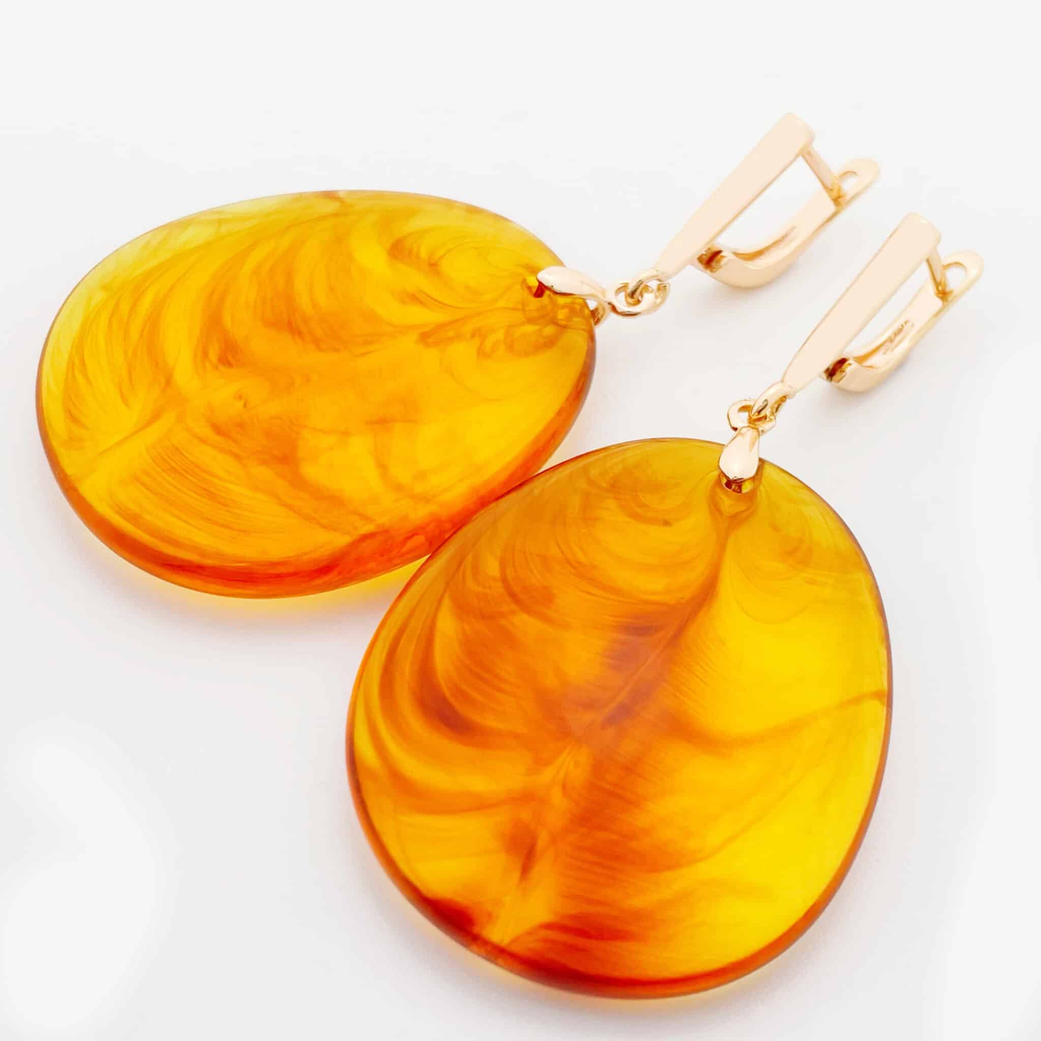 Boucles d'Oreilles Ambre Plates et Luxueuses