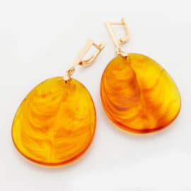Boucles d'Oreilles Ambre Plates et Luxueuses