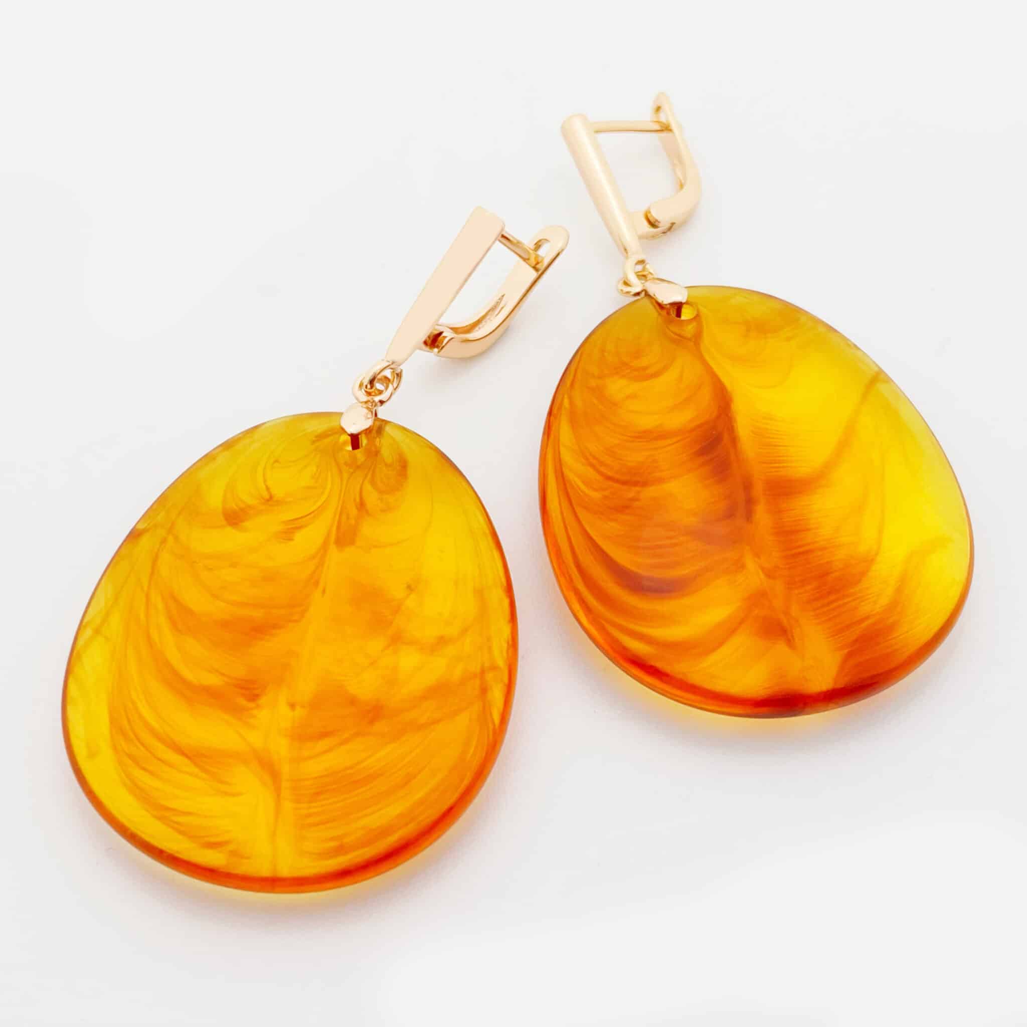 Boucles d'Oreilles Ambre Plates et Luxueuses