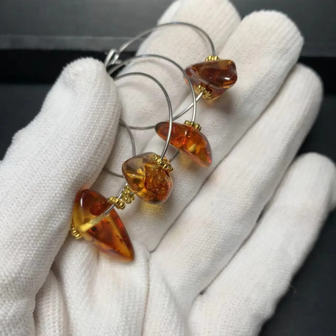 Boucles d'Oreilles Ambre Rondes