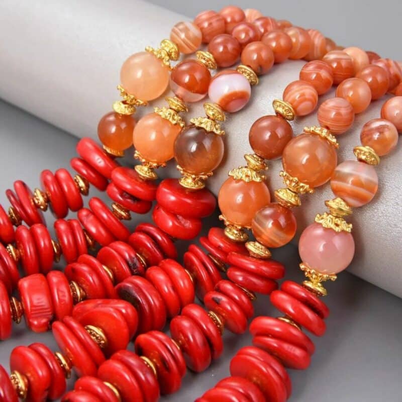 Collier Cornaline et Agate Rouge de Style Ethnique