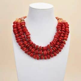 Collier Cornaline et Agate Rouge de Style Ethnique