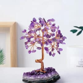 Arbre de Vie Pierre d'Améthyste sur fond gris