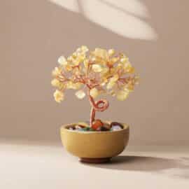 Arbre de Vie Pierre de Citrine sur fond beige