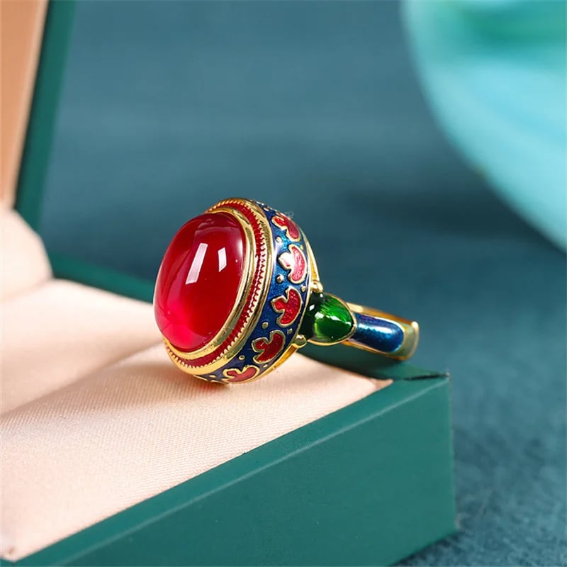 Bague Cornaline Multicolore en Cuivre – Image 3