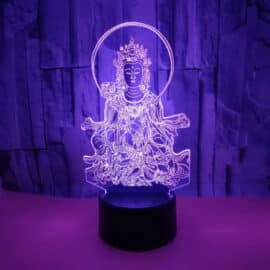 Lampe Bouddha LED 16 Couleurs sur fond rose