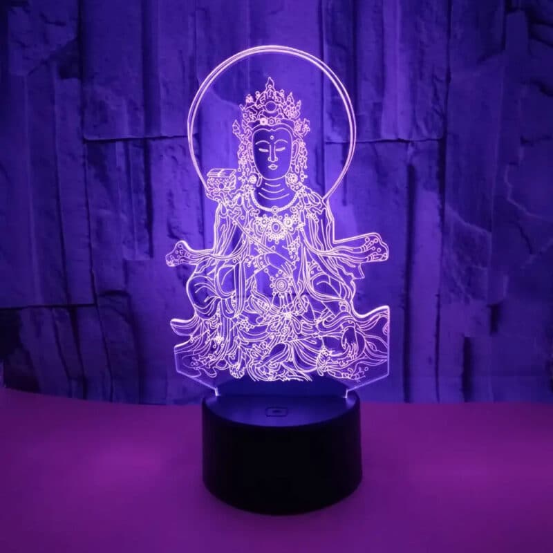 Lampe Bouddha LED 16 Couleurs sur fond rose