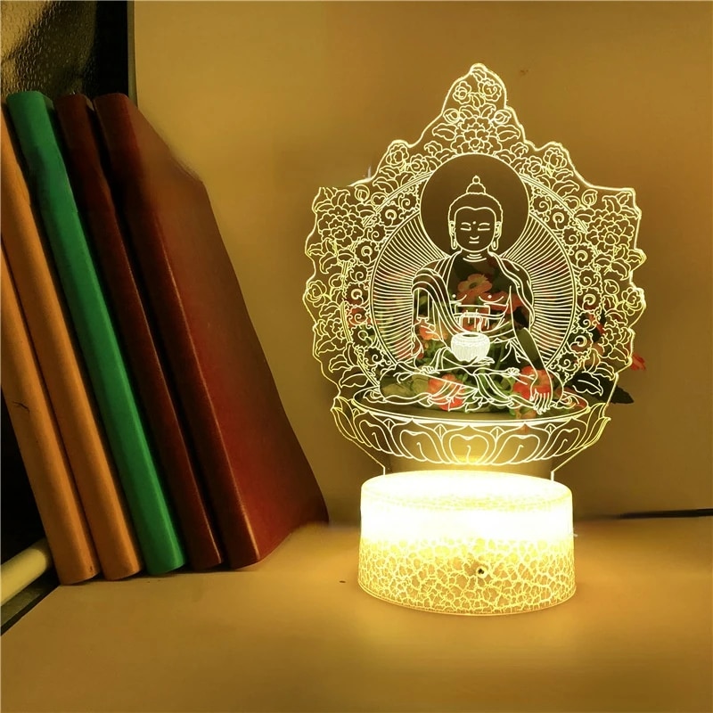 Lampe Bouddha LED 3D avec Socle – Image 3
