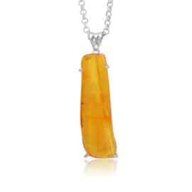 Pendentif Ambre avec Pierre Rectangulaire sur fond blanc