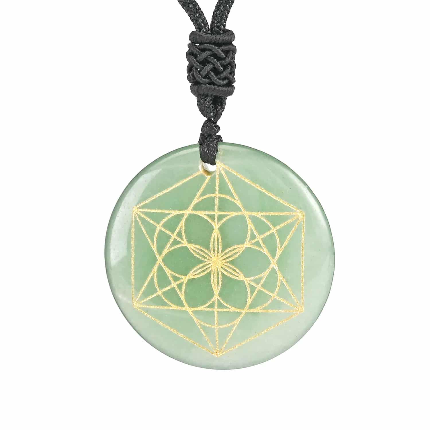 Pendentif Metatron en Pierre Naturelle Ronde sur fond blanc